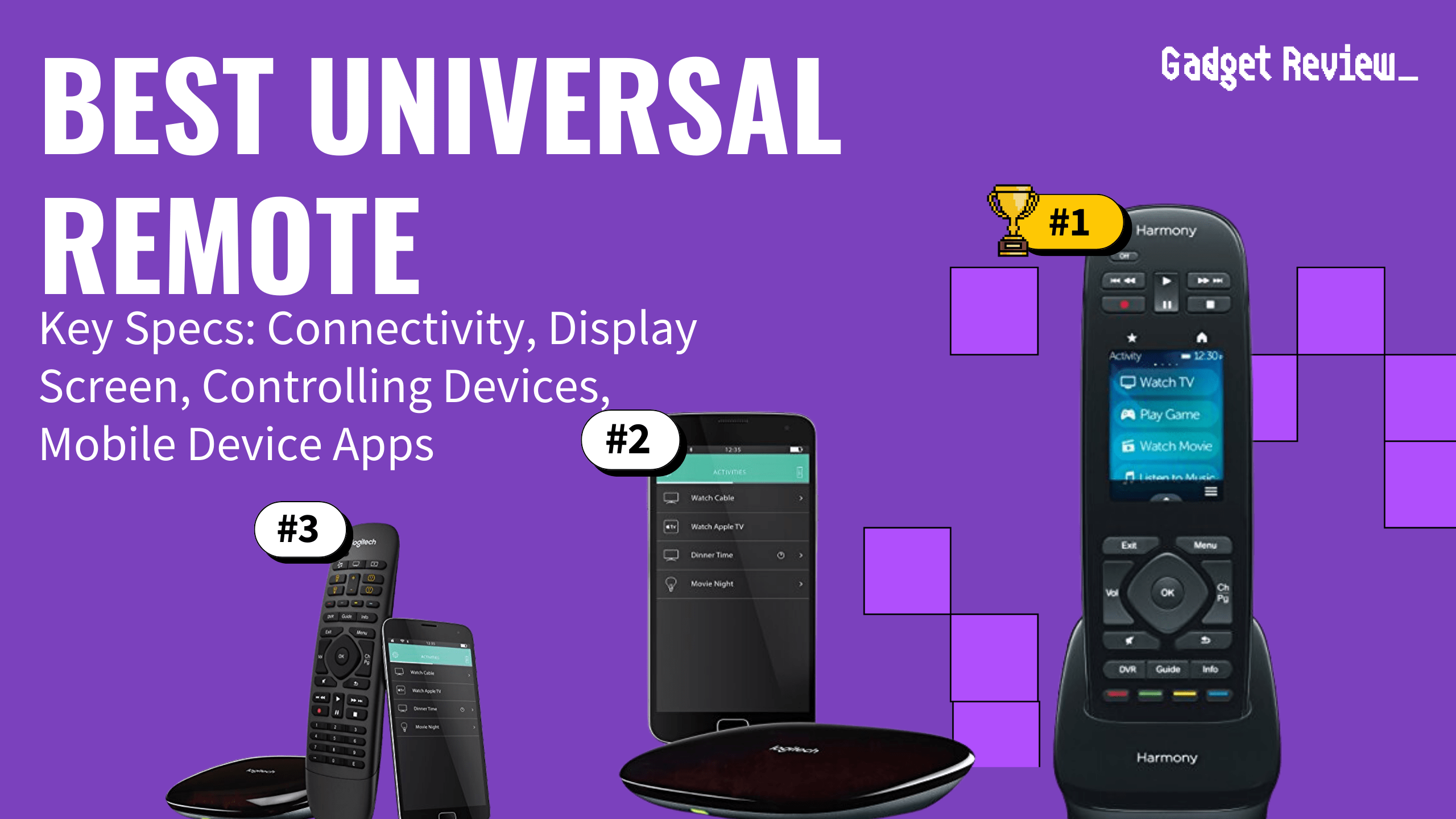 best universal remote featured image that shows the top three best tv accessorie models