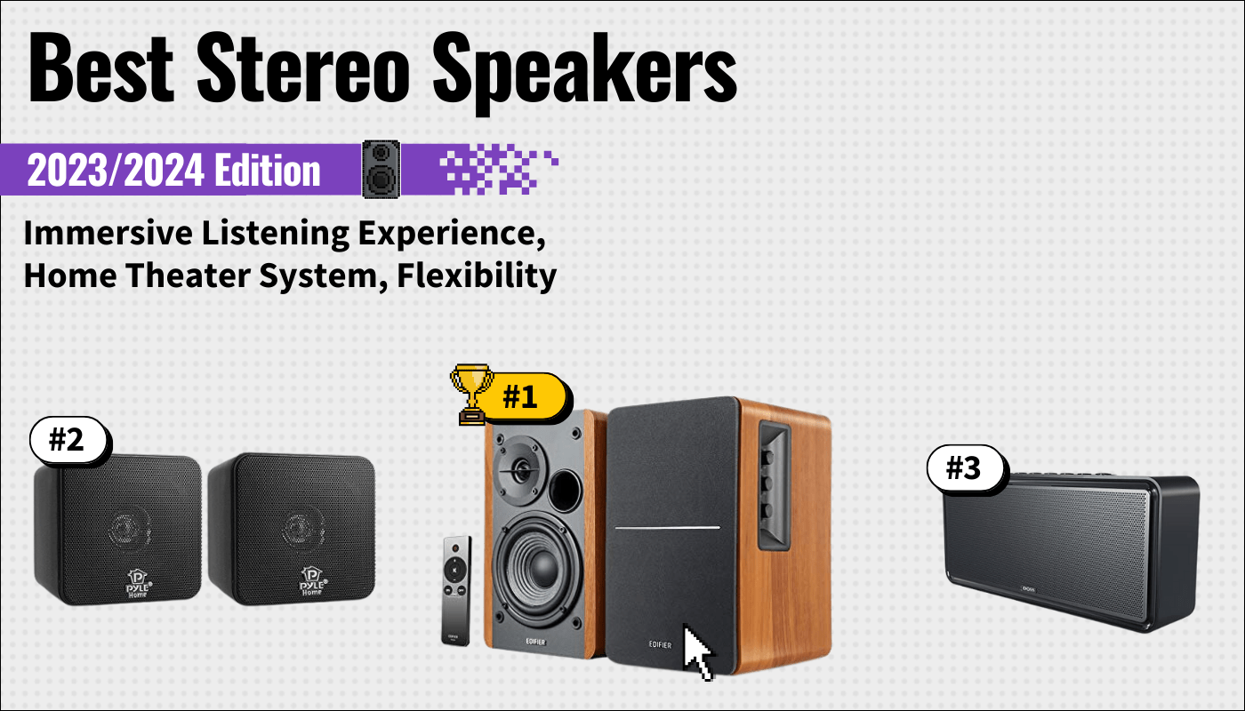 best stereo speakers featured image that shows the top three best speaker models