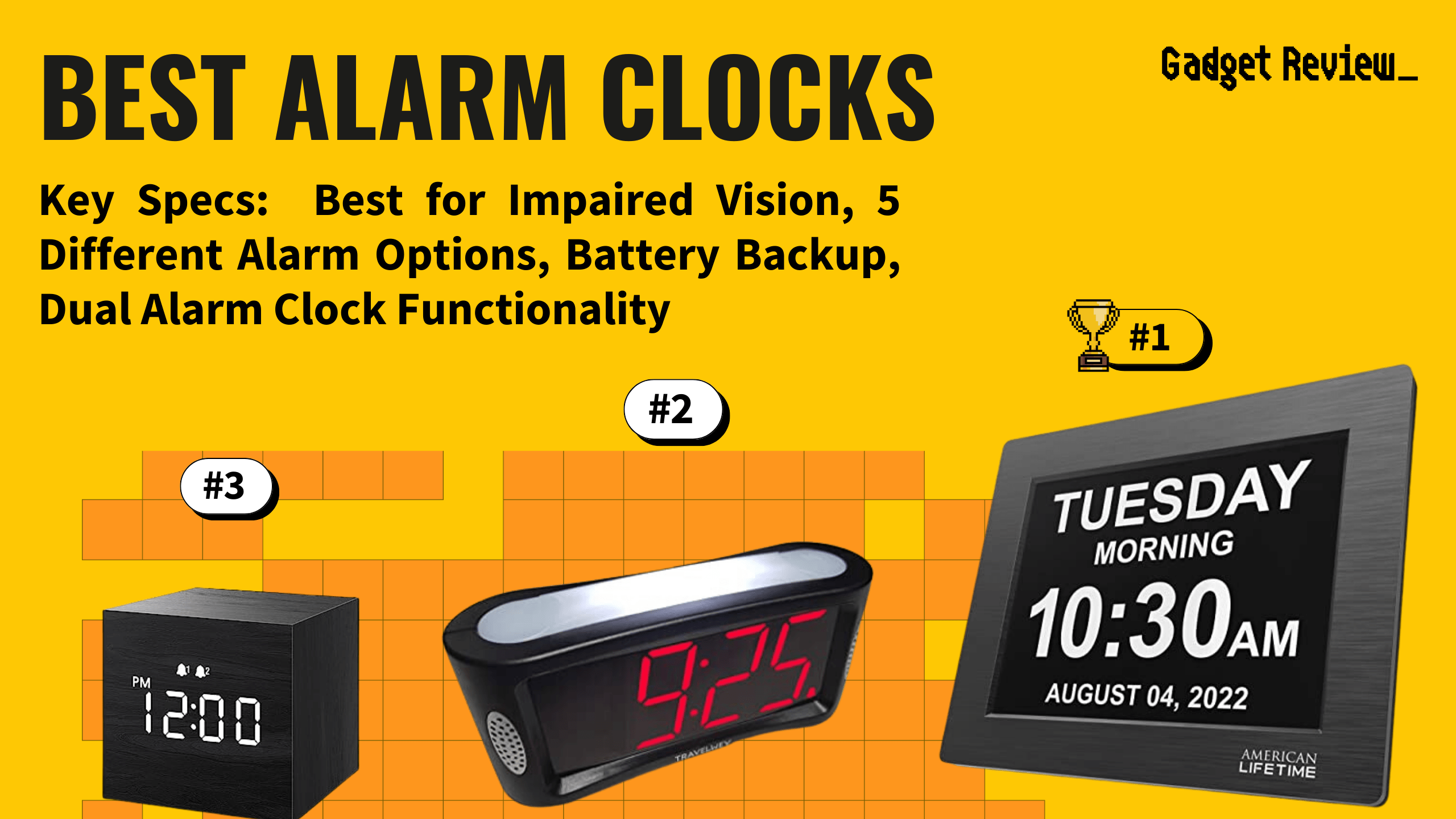 best alarm clock featured image that shows the top three best bedroom & sleeping models